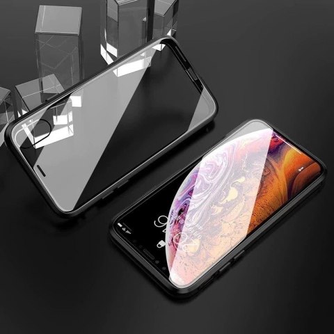 Wozinsky Full Magnetic Case magnetyczne etui 360 pokrowiec na przód i tył z wbudowanym szkłem iPhone 12 Pro Max czarno-przezrocz