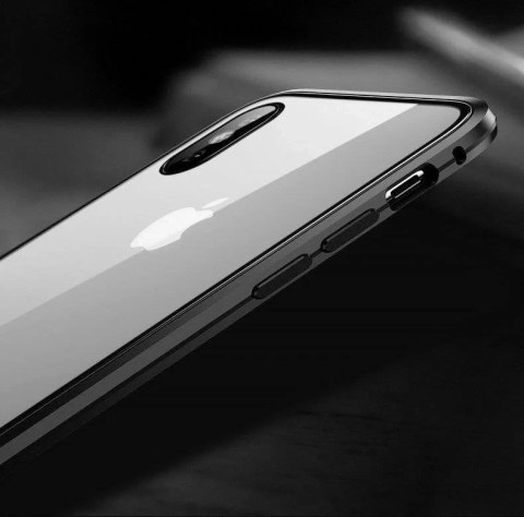 Wozinsky Full Magnetic Case magnetyczne etui 360 pokrowiec na przód i tył z wbudowanym szkłem iPhone 12 Pro Max czarno-przezrocz