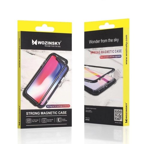 Wozinsky Full Magnetic Case magnetyczne etui 360 pokrowiec na przód i tył z wbudowanym szkłem iPhone 12 Pro Max czarno-przezrocz