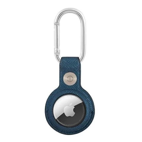 Guess GUATPSASRSB AirTag case niebieski/blue Saffiano Vintage Script