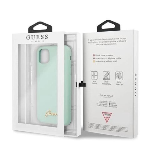 Guess GUHCN65LSLMGG iPhone 11 Pro Max zielony/green hard case Silicone Vintage Gold Logo