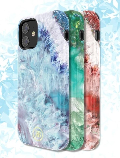 Kingxbar Agate Series eleganckie etui pokrowiec z nadrukiem agat iPhone 12 mini niebieski