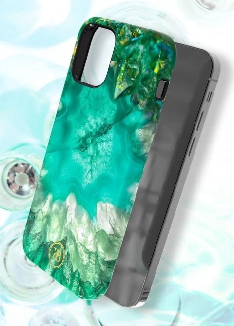 Kingxbar Agate Series eleganckie etui pokrowiec z nadrukiem agat iPhone 12 mini zielony