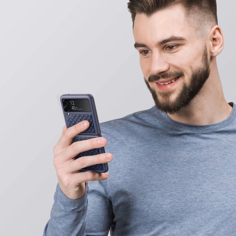 Dux Ducis Venice skórzane etui do Samsung Galaxy Z Flip 3 pokrowiec z naturalnej skóry niebieski
