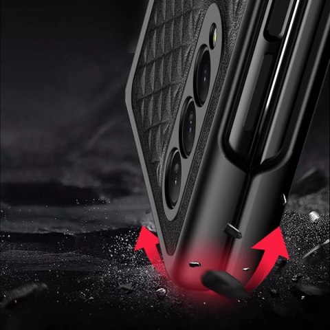 Dux Ducis Venice skórzane etui do Samsung Galaxy Z Fold 3 pokrowiec z naturalnej skóry czarny