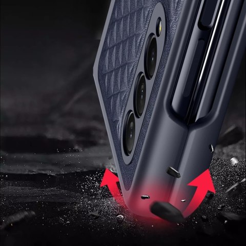 Dux Ducis Venice skórzane etui do Samsung Galaxy Z Fold 3 pokrowiec z naturalnej skóry niebieski