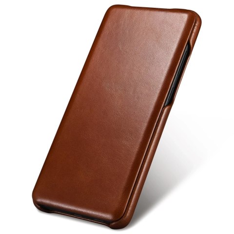 ICarer Curved Edge Vintage Folio skórzane etui pokrowiec ze skóry naturalnej Samsung Galaxy S20 Ultra brązowy (RS992008-BN)