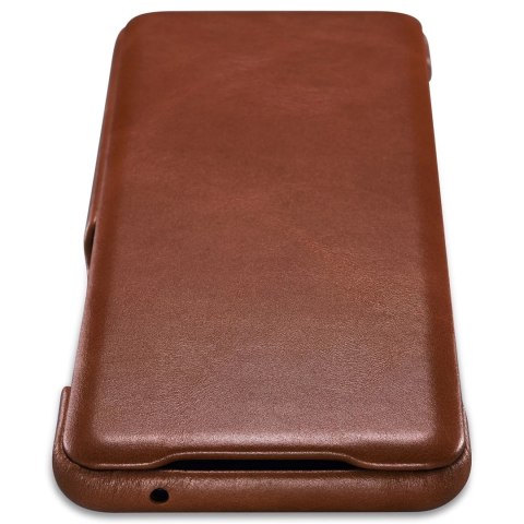 ICarer Curved Edge Vintage Folio skórzane etui pokrowiec ze skóry naturalnej Samsung Galaxy S20 Ultra brązowy (RS992008-BN)