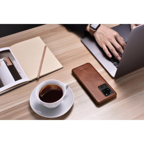 ICarer Curved Edge Vintage Folio skórzane etui pokrowiec ze skóry naturalnej Samsung Galaxy S20 Ultra brązowy (RS992008-BN)