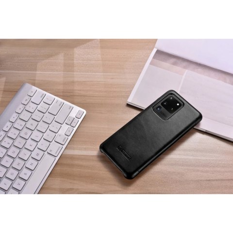 ICarer Curved Edge Vintage Folio skórzane etui pokrowiec ze skóry naturalnej Samsung Galaxy S20 Ultra czarny (RS992008-BK)