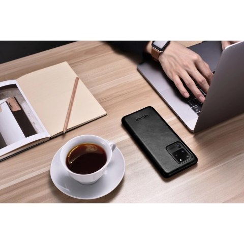 ICarer Curved Edge Vintage Folio skórzane etui pokrowiec ze skóry naturalnej Samsung Galaxy S20 Ultra czarny (RS992008-BK)