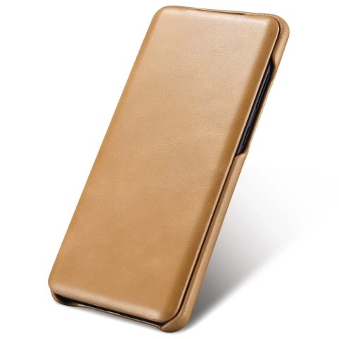 ICarer Curved Edge Vintage Folio skórzane etui pokrowiec ze skóry naturalnej Samsung Galaxy S20 Ultra khaki (RS992008-GG)