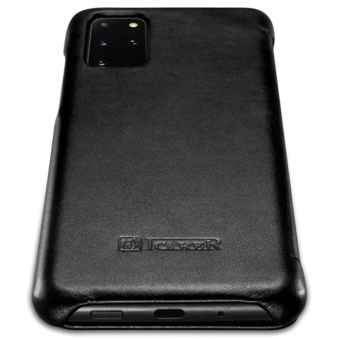 ICarer Curved Edge Vintage Folio skórzane etui pokrowiec ze skóry naturalnej Samsung Galaxy S20+ czarny (RS992007-BK)