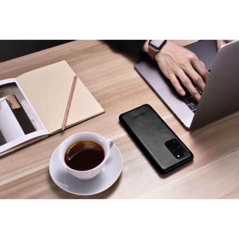 ICarer Curved Edge Vintage Folio skórzane etui pokrowiec ze skóry naturalnej Samsung Galaxy S20+ czarny (RS992007-BK)