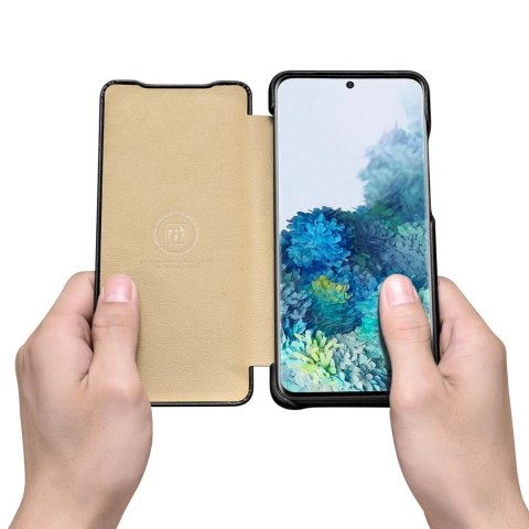 ICarer Curved Edge Vintage Folio skórzane etui pokrowiec ze skóry naturalnej Samsung Galaxy S20+ czarny (RS992007-BK)