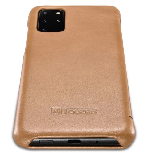 ICarer Curved Edge Vintage Folio skórzane etui pokrowiec ze skóry naturalnej Samsung Galaxy S20+ khaki (RS992007-GG)