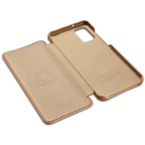 ICarer Curved Edge Vintage Folio skórzane etui pokrowiec ze skóry naturalnej Samsung Galaxy S20+ khaki (RS992007-GG)