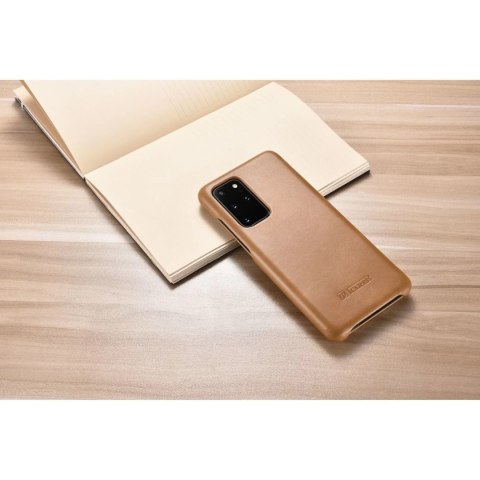 ICarer Curved Edge Vintage Folio skórzane etui pokrowiec ze skóry naturalnej Samsung Galaxy S20+ khaki (RS992007-GG)