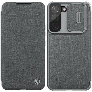 Nillkin Qin Cloth Pro Case etui do Samsung Galaxy S22+ (S22 Plus) osłona na aparat kabura pokrowiec obudowa z klapką szary