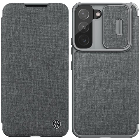 Nillkin Qin Cloth Pro Case etui do Samsung Galaxy S22+ (S22 Plus) osłona na aparat kabura pokrowiec obudowa z klapką szary
