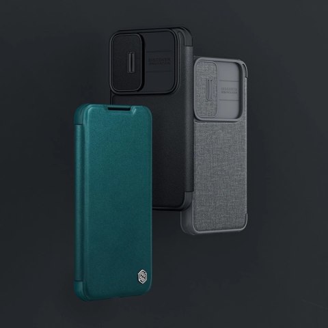 Nillkin Qin Cloth Pro Case etui do Samsung Galaxy S22+ (S22 Plus) osłona na aparat kabura pokrowiec obudowa z klapką szary