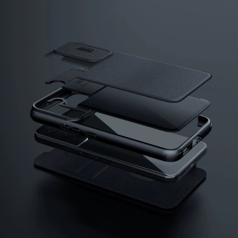 Nillkin Qin Cloth Pro Case etui do Samsung Galaxy S22+ (S22 Plus) osłona na aparat kabura pokrowiec obudowa z klapką szary