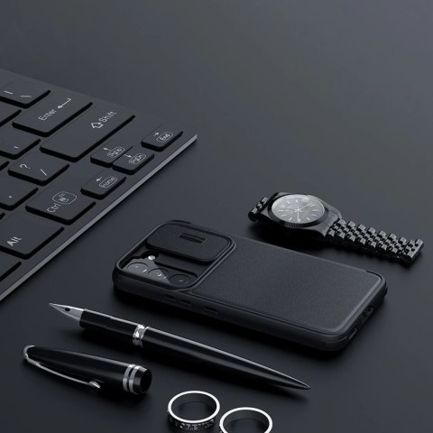 Nillkin Qin Cloth Pro Case etui do Samsung Galaxy S22+ (S22 Plus) osłona na aparat kabura pokrowiec obudowa z klapką szary