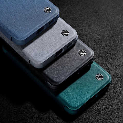 Nillkin Qin Cloth Pro Case etui do Samsung Galaxy S22+ (S22 Plus) osłona na aparat kabura pokrowiec obudowa z klapką szary