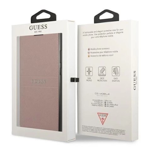Guess GUBKS22LPSASBPI S22 Ultra S908 różowy/pink book Saffiano Stripes
