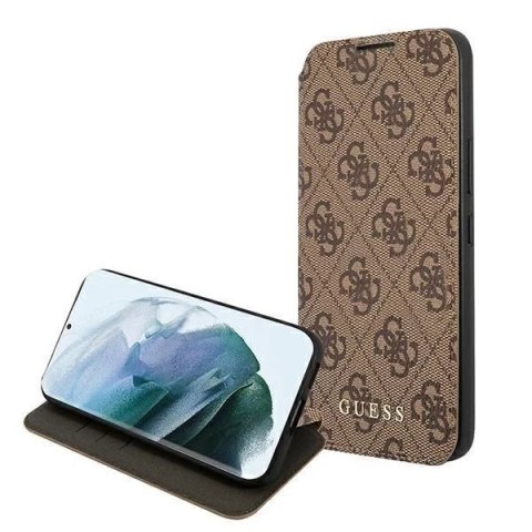 Guess GUBKS22MG4GFBR S22+ S906 brązowy/brown book 4G Metal Gold Logo