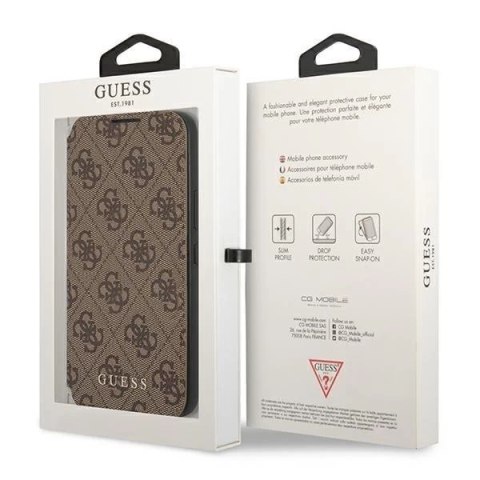 Guess GUBKS22MG4GFBR S22+ S906 brązowy/brown book 4G Metal Gold Logo