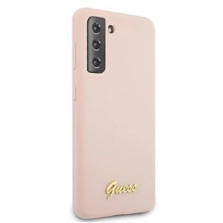 Guess GUHCS21MLSLMGLP S21+ G996 różowy/pink hardcase Silicone Script Metal Logo