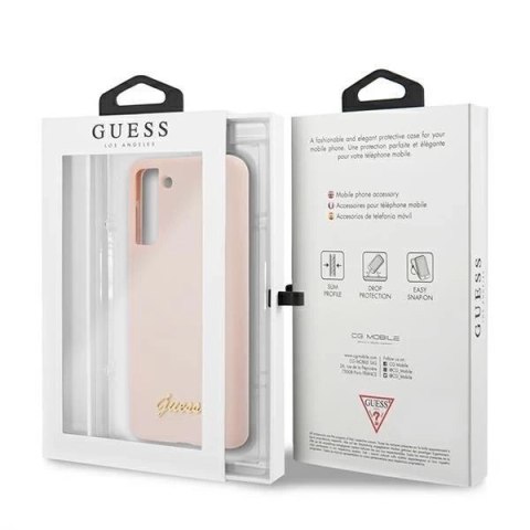 Guess GUHCS21MLSLMGLP S21+ G996 różowy/pink hardcase Silicone Script Metal Logo