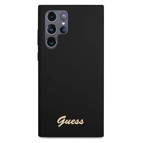 Guess GUHCS22LLSLMGBK S22 Ultra S908 czarny/black hardcase Silicone Script Metal Logo