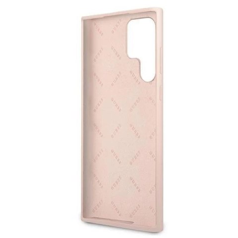 Guess GUHCS22LLSLMGPP S22 Ultra S908 różowy/pink hardcase Silicone Script Metal Logo