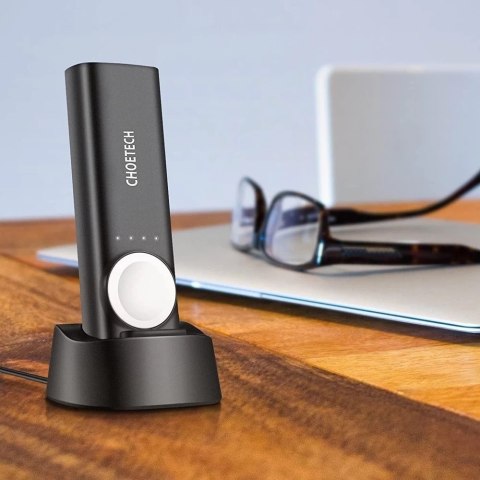Choetech powerbank 5000mAh USB 2,1A / ładowarka bezprzewodowa Qi MFI do Apple Watch czarny (T315)