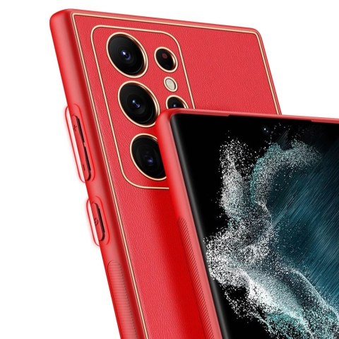 Dux Ducis Yolo eleganckie etui pokrowiec ze skóry ekologicznej Samsung Galaxy S22 Ultra czerwony