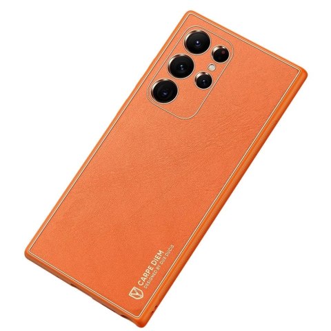 Dux Ducis Yolo eleganckie etui pokrowiec ze skóry ekologicznej Samsung Galaxy S22 Ultra pomarańczowy