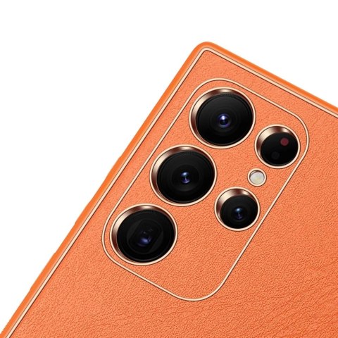 Dux Ducis Yolo eleganckie etui pokrowiec ze skóry ekologicznej Samsung Galaxy S22 Ultra pomarańczowy