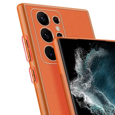 Dux Ducis Yolo eleganckie etui pokrowiec ze skóry ekologicznej Samsung Galaxy S22 Ultra pomarańczowy