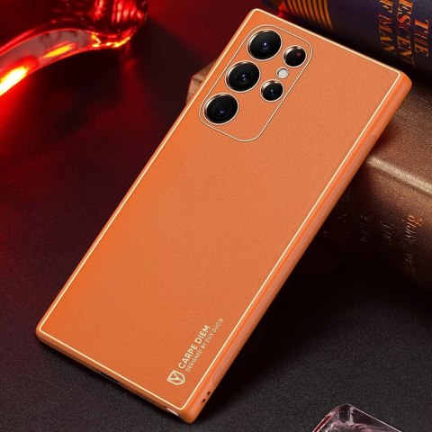 Dux Ducis Yolo eleganckie etui pokrowiec ze skóry ekologicznej Samsung Galaxy S22 Ultra pomarańczowy