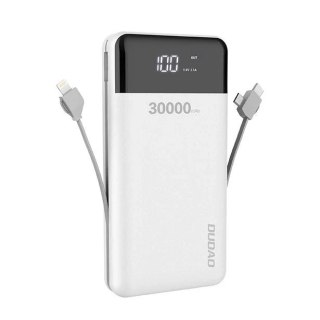 Dudao K1Max powerbank 30000mAh z wbudowanymi kablami biały (K1Max-white)