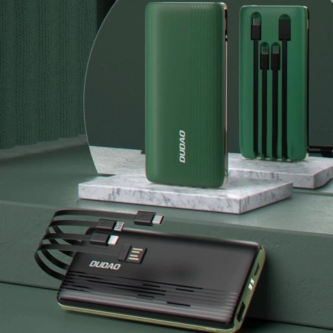 Dudao K4Pro powerbank z wbudowanymi kablami 10000mAh wyświetlacz LED czarny