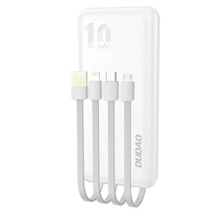 Dudao K6Pro uniwersalny powerbank 10000mAh z kablem USB, USB Typ C, Lightning biały (K6Pro-white)