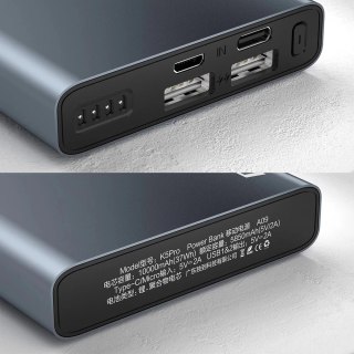 Dudao metalowy powerbank z LEDowym wskaźnikiem poziomu naładowania 10000mAh srebrny (K5Pro)