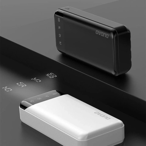 Dudao pojemny powerbank z 3 wbudowanymi kablami 20000mAh USB Typ C + micro USB + Lightning czarny (Dudao K6Pro+)