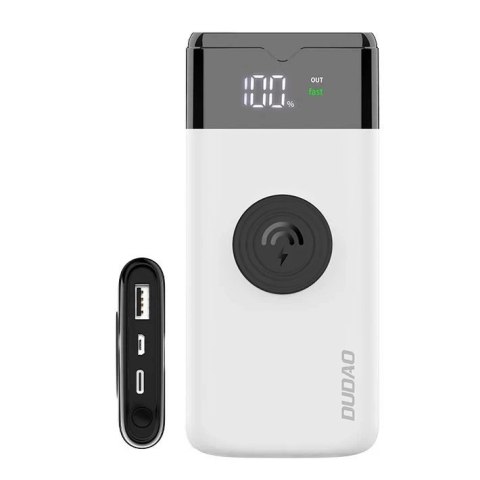 Dudao powerbank 10000 mAh Power Delivery Quick Charge 5.0 22,5W ładowarka bezprzewodowa Qi 15 W biały(K13Pro)