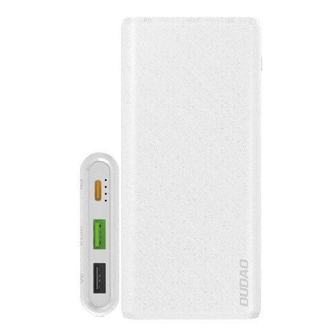 Dudao powerbank 10000mAh 18W Quick Charge Power Delivery 2x USB / 1x USB Typ C biały (K12PQ_W)