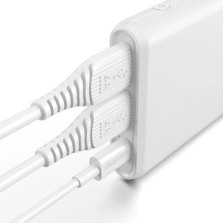 Dudao powerbank 10000mAh 18W Quick Charge Power Delivery 2x USB / 1x USB Typ C biały (K12PQ_W)