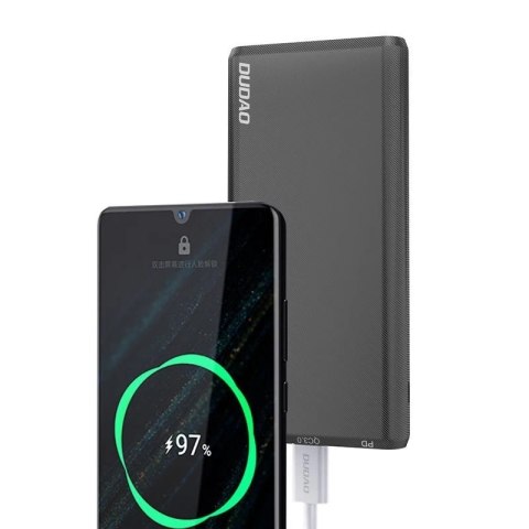 Dudao powerbank 10000mAh 18W Quick Charge Power Delivery 2x USB / 1x USB Typ C biały (K12PQ_W)